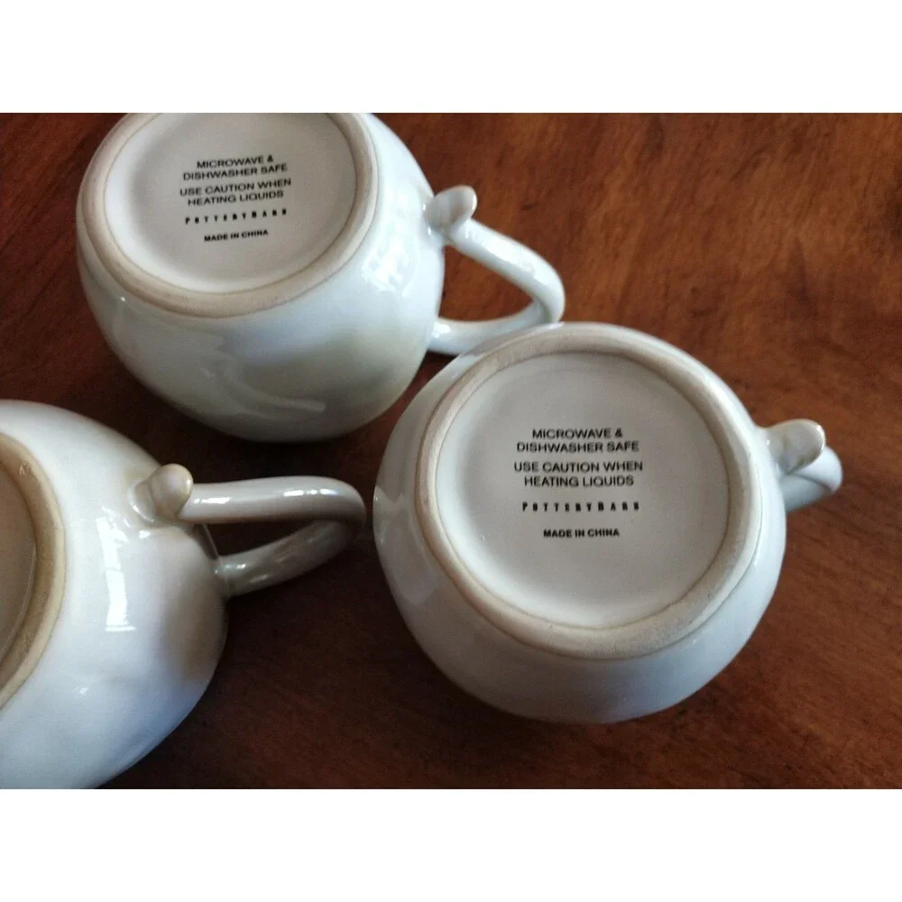 Lot 4x Vintage Pottery Barn Ghost Coffee Tea Mugs Halloween First Edition White